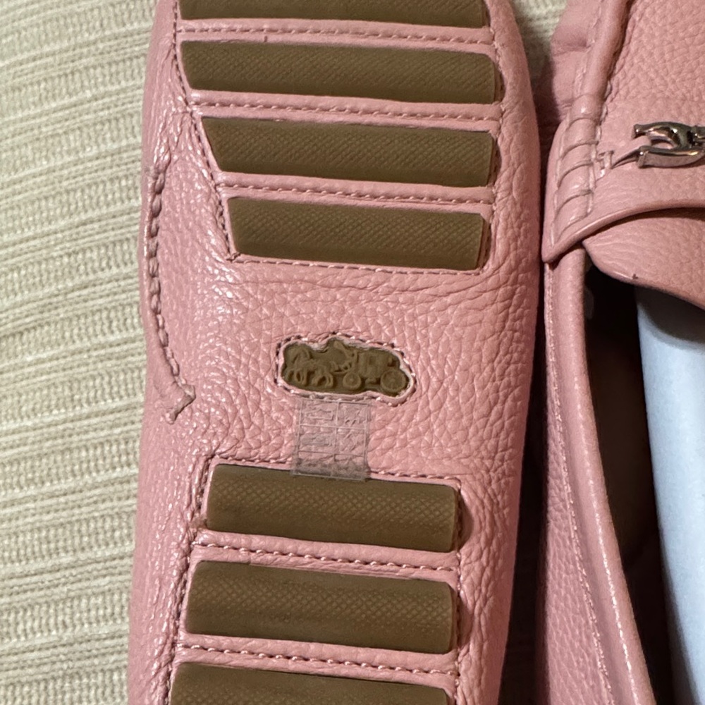 Coach Pink Leather Loafers with Silver Chain Detail - Picture 2 of 5